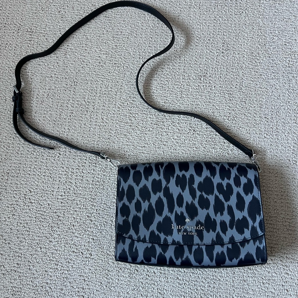 Kate Spade New York Black and Gray Animal Print Crossbody Bag